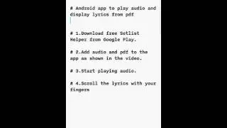Android audio player to play mp3/wav/m4a/ogg files and display indic lyrics/stotras  from pdf