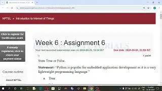 NPTEL#Introduction to Internet of Things#Quiz Week 06 Assignment#2024 July