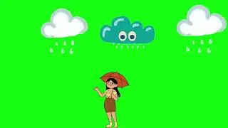 copyright free Cartoon Green Screen Animation rain Walking  Running Green Video 