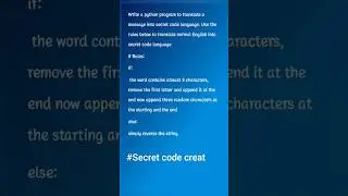Convert English language to a Secret code with some rules using Python #python #coding #creative