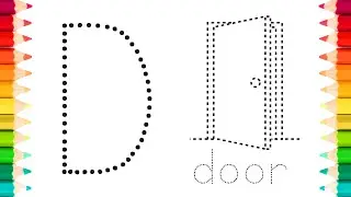 알파벳 D,E,F 로 시작하는 door,eyes,foot 점선 그림을 그리고 색칠하며 영어 단어 공부하기