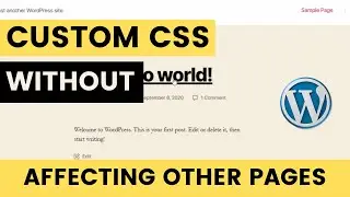 How To Use Custom CSS In WordPress Without Affecting Other Pages