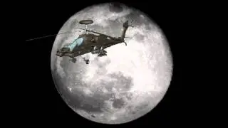 Helicopter Fly Near Moon