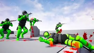 Green Team VS Orang Team - AI Battles with Active Ragdoll Physics! - MANTA'S WARBOX NPC [Warbox]