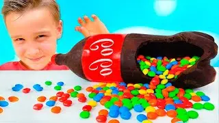 Шоколад и газировка Челлендж - дети и папа в претенд плей| Адам и Алиса - Chocolate & Soda Challenge