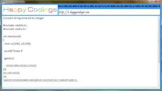 Convert string entered to integer c code example