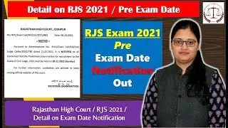 RJS PRE Exam Date | Notification Out | 28 November 2021 | SULC | Urmila