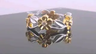 Leaf flower eternity band two tone