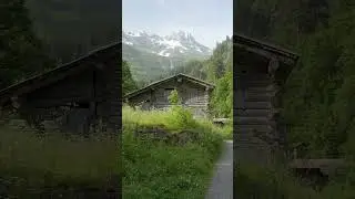A hike along beautiful old chalets surrounded by high mountains #switzerland #youtubeshorts 🇨🇭
