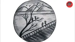 Spring season landscape drawing | how to draw spring season | pencil sketching for beginners