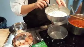Making a cheese fondue with fontina cheese and truffles | wine travel in Piedmont