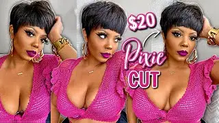 😱 $20 SILK PRESS or Fresh RELAXER? PIXIE Bowl Cut Wig! No LEAVE Out | Giving HALLE BERRY | WIG KONI