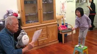 Dad singing with Liz and Sarah