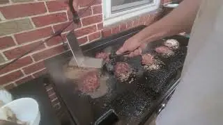 Making the best smash burger.