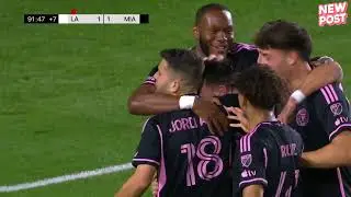 Messi scores against LA Galaxy .