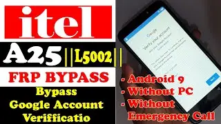 Bypass Google account itel A25 frp bypass itel  L5002 Without SIM / PC Android 9 New & Updated Trick
