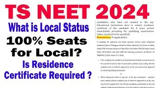 TS NEET 2024 LOCAL STATUS ISSUE AND ONLINE REGISTRATION ISSUES