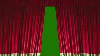 Realistic Closing Red Curtains - Green Screen