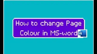 How to change Page Colour in MS-word