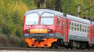 Электропоезд ЭТ2М и ЭД4М на осенней ЖД