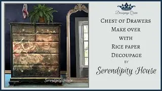 Chest of Drawers Makeover with Rice paper Decoupage by Serendipity House