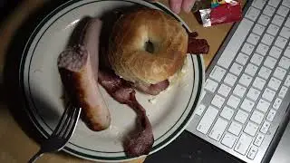 ASMR - BACON BAGEL AND SAUSAGES EATING SOUNDS
