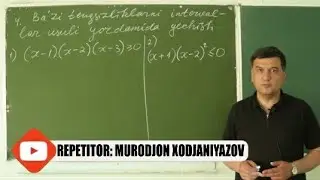 4. Ba'zi tengsizliklarni intervallar usuli yordamida yechish. Algebra 9 sinf