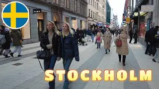 Sweden - Saturday Afternoon in Stockholm: Winter Walk Along the Main Shopping Street! (