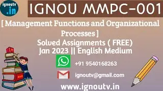 IGNOU MMPC-01 Solved Assignment Jan 2023 [FREE] || IGNOU MBA || IGNOU TV || IGNOU ||