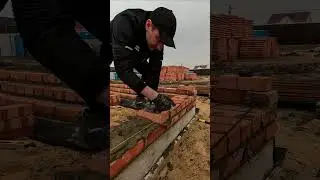 Кладка рабочего кирпича. Laying working bricks.