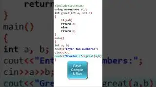 Program to find greater number between two numbers using function in C++  Language | Learners Region