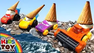 Cars on the sea and a lot - a lot of ICE CREAM. Sea adventures of toys