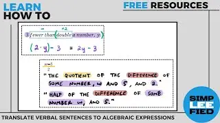 Translating Verbal Expressions to Algebraic Expressions [16 Practice Problems]