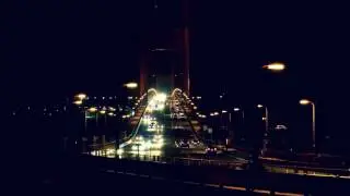 Traffic on Bridge at Night