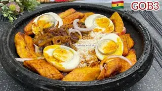 GHANA’S MOST FAMOUS STREET FOOD | BEANS WITH GARI & FRIED PLANTAIN | GOB3 | YOR KE GARI |