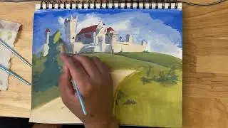 Painting a Fantasy Castle in Gouache