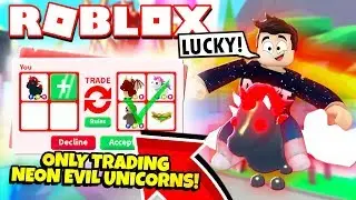I ONLY Traded NEON EVIL UNICORNS in Adopt Me! NEW Adopt Me Halloween 2019 Update (Roblox)