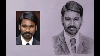 Dhanush - Pencil portrait drawing | Realism | Freehand