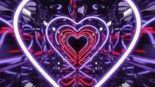 Heart background video effects hd [4K]- 3d neon heart tunnel loop | Purple & Red