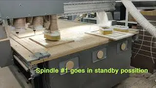 CNC Machine for woodworking with 3 spindles and automatic tool height measurement