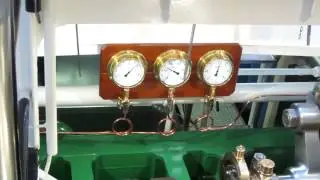 Twin zylinder steam engine of sidewheel steamship "KRIPPEN" in action