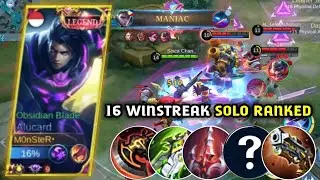 ALUCARD SOLO RANKED 16 WINSTREAK DENGAN BUILD INI | BEST BUILD ALUCARD TERSAKIT 2023 | MLBB