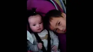 3 month Baby Sister talking to his Big Brother was so cute!