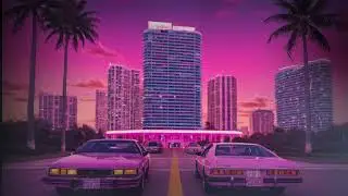 1 Hour Miami RetroWave Screensaver | Silent 80s Aesthetic Vibes