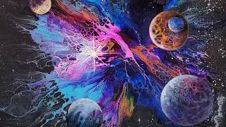 Acrylic Galaxy Pour - Painting Tutorial– Acrylic Painting– Art Demo– Galaxy Art | “Valentine Nebula”