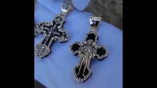 Крест серебро золото дерево  эбен