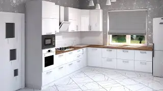 Визуализация кухни с ручками в 3ds max + v-ray анимация HD 1920 x 1080