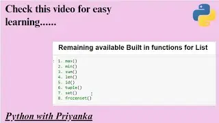 22. Remaining Build in functions of python 