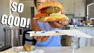 Homemade Grilled CHEESE BURGERS 🍔 MUKBANG