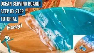 Easy to Make Epoxy Resin Ocean & Waves on a Serving or Cutting Board, Tray!  Step by Step Tutorial